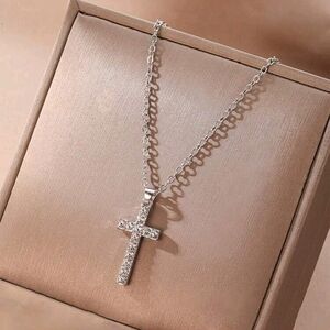 Stainless Steel Silver Cross Pendant Necklace